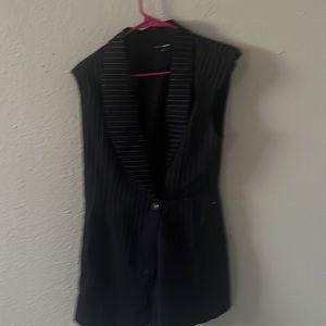 Business Hours Pinstripe Romper - Navy